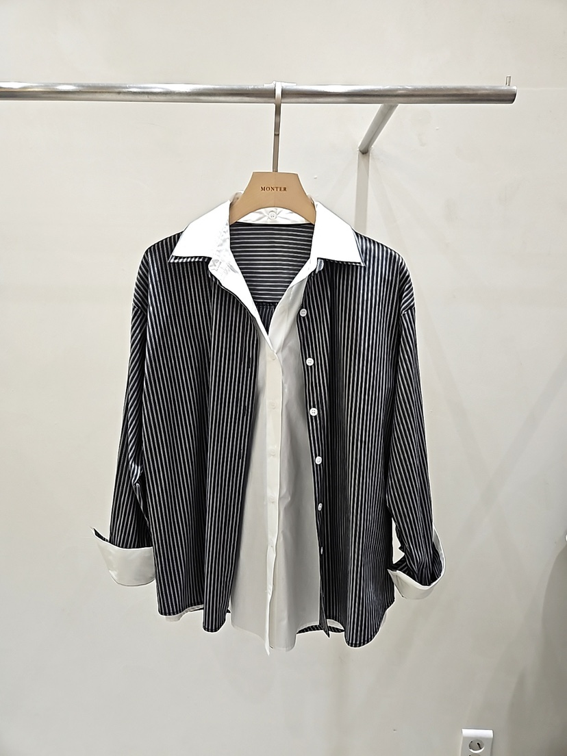 MONTER韓國直郵㊣女裝新品職業推薦25秋冬襯衫蕾絲衫假兩件MONTER襯衫/蕾絲衫圖色2