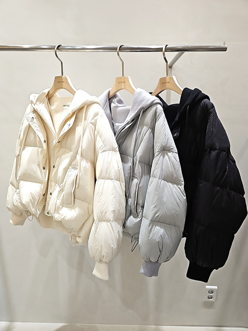 MONTER東大門㊣代購女士新品25秋冬短款羽絨服假兩件填充連帽MONTER短款羽絨服