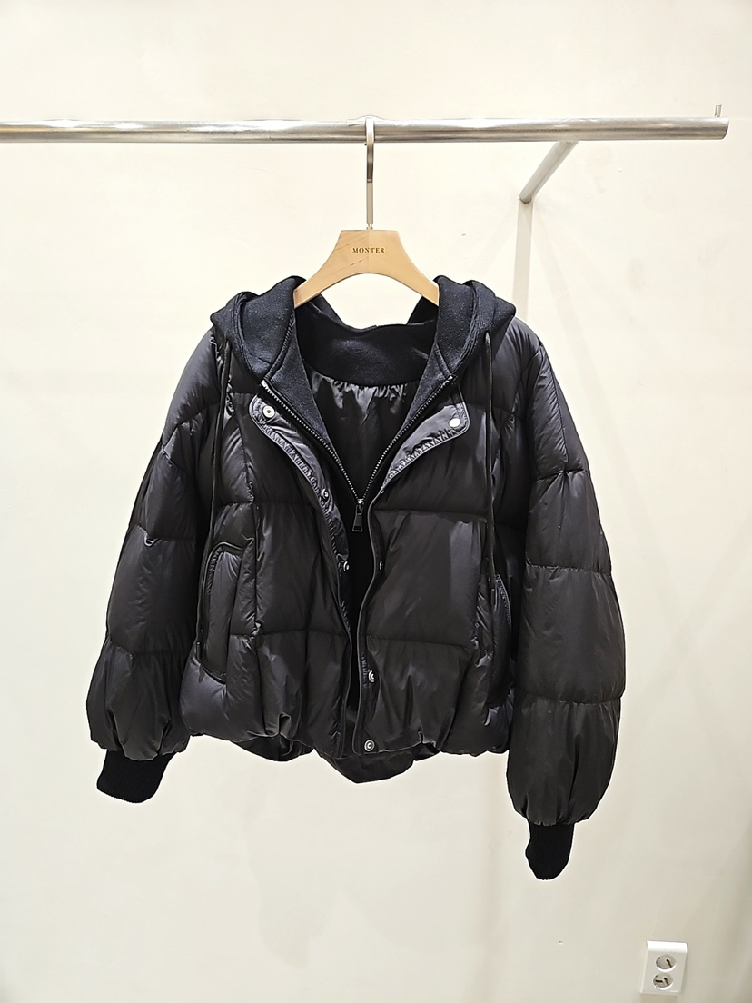 MONTER東大門㊣代購女士新品25秋冬短款羽絨服假兩件填充連帽MONTER短款羽絨服圖色3