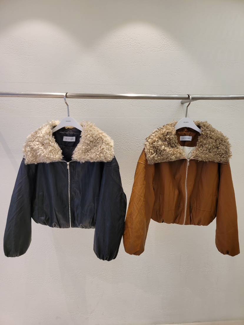 THE OTHER東大門㊣實拍女士新款休閑職業短款羽絨服皮革鴨絨THE OTHER短款羽絨服