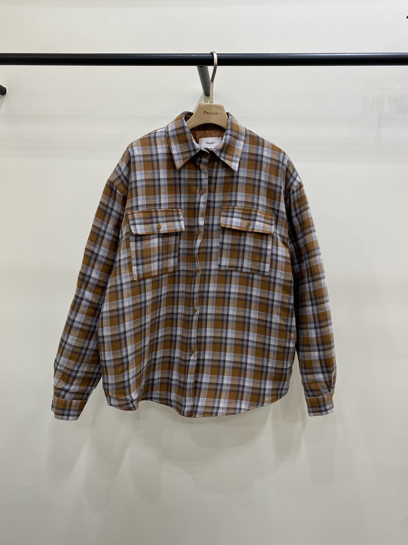 PERSON東大門㊣直郵女裝新品熱賣25秋冬時尚襯衫蕾絲衫格紋PERSON襯衫/蕾絲衫圖色1