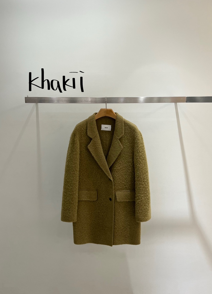 ONESTASTE韓國代購㊣女士新款休閑熱賣時尚推薦短款大衣羊駝TASTE/ONESTASTE短款大衣圖色1