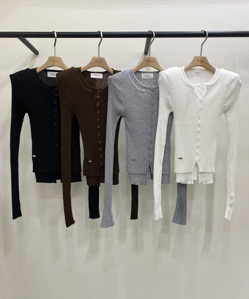 PERSON東大門㊣代購女士新品人氣推薦針織衫假兩件開衫羅紋PERSON針織衫