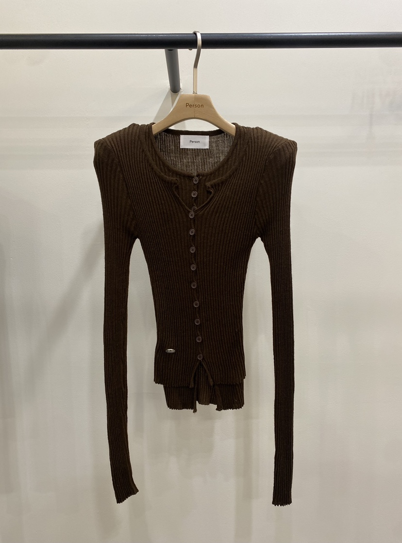 PERSON東大門㊣代購女士新品人氣推薦針織衫假兩件開衫羅紋PERSON針織衫圖色2