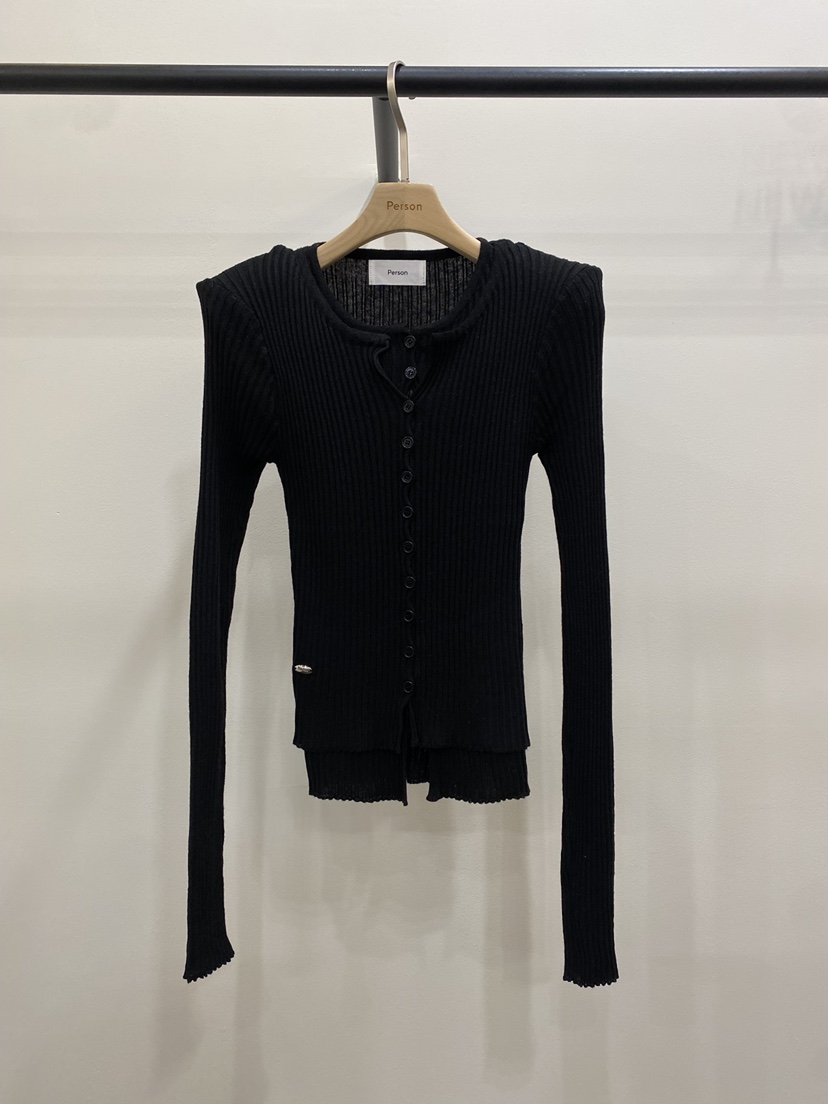 PERSON東大門㊣代購女士新品人氣推薦針織衫假兩件開衫羅紋PERSON針織衫圖色3