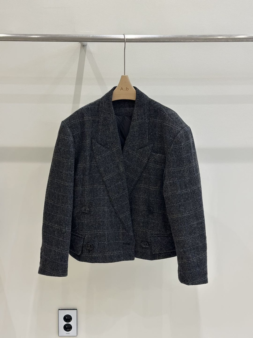 AUTUMN BEIGE-Q韓國代購㊣女裝新品25秋冬推薦夾克格紋絨A.b/AUTUMN BEIGE夾克圖色1