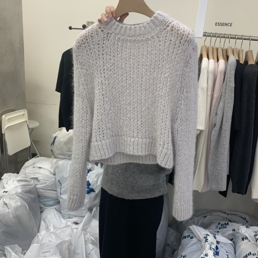 ESSENCE韓國代購㊣女士新款休閑職業熱賣人氣針織衫手工編織ESSENCE針織衫圖色2