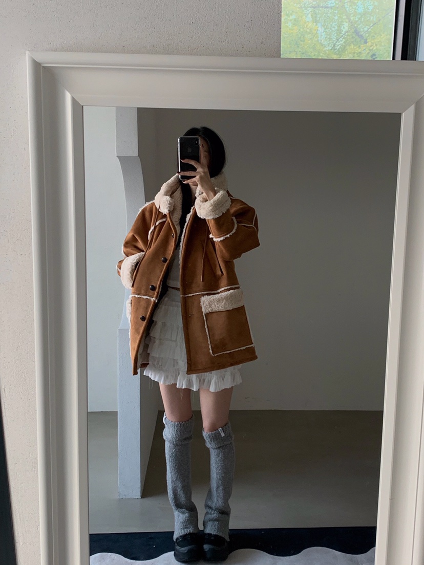 VERANDA東大門㊣實拍女士新款人氣熱賣休閑25秋冬時尚短款大衣VERANDA短款大衣