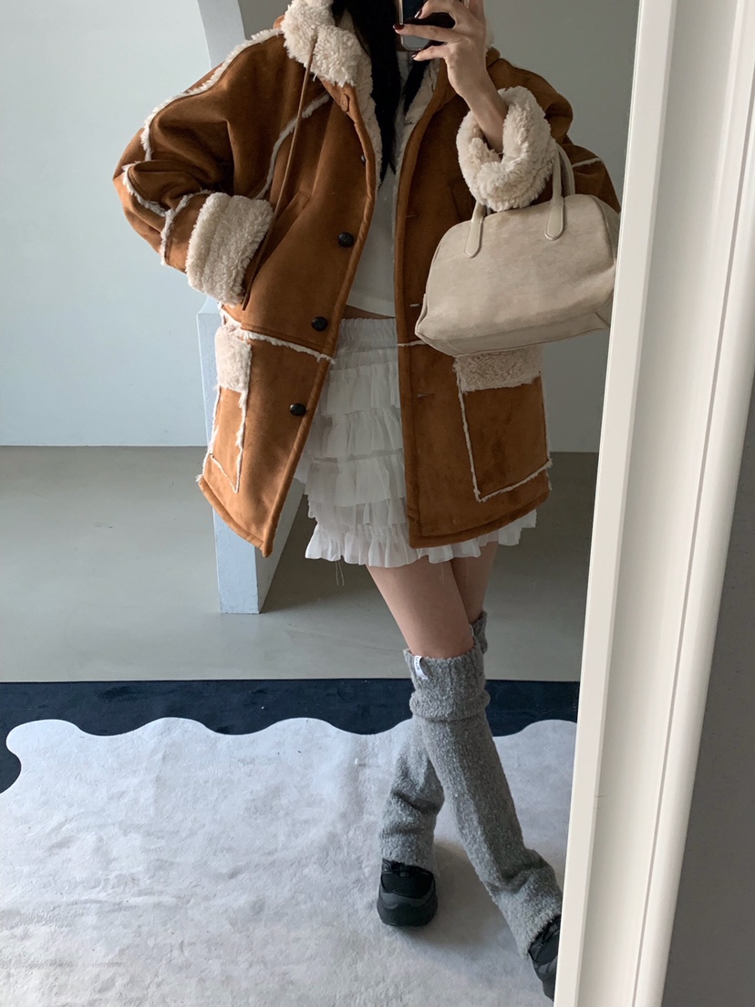 VERANDA東大門㊣實拍女士新款人氣熱賣休閑25秋冬時尚短款大衣VERANDA短款大衣