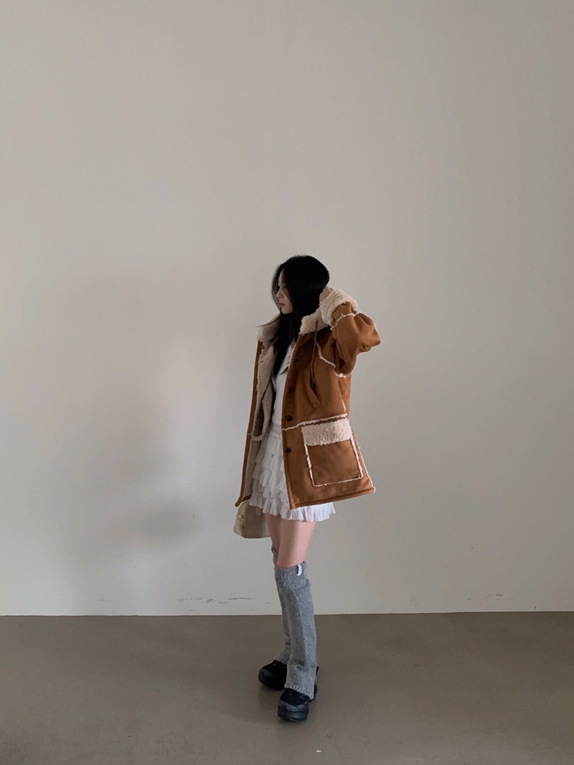 VERANDA東大門㊣實拍女士新款人氣熱賣休閑25秋冬時尚短款大衣VERANDA短款大衣