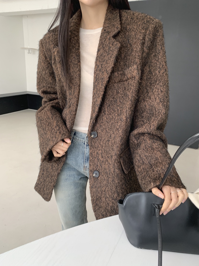 COME OPEN東大門㊣實拍女裝新款人氣25秋冬短款大衣含腰帶COMP-(COME OPEN)短款大衣