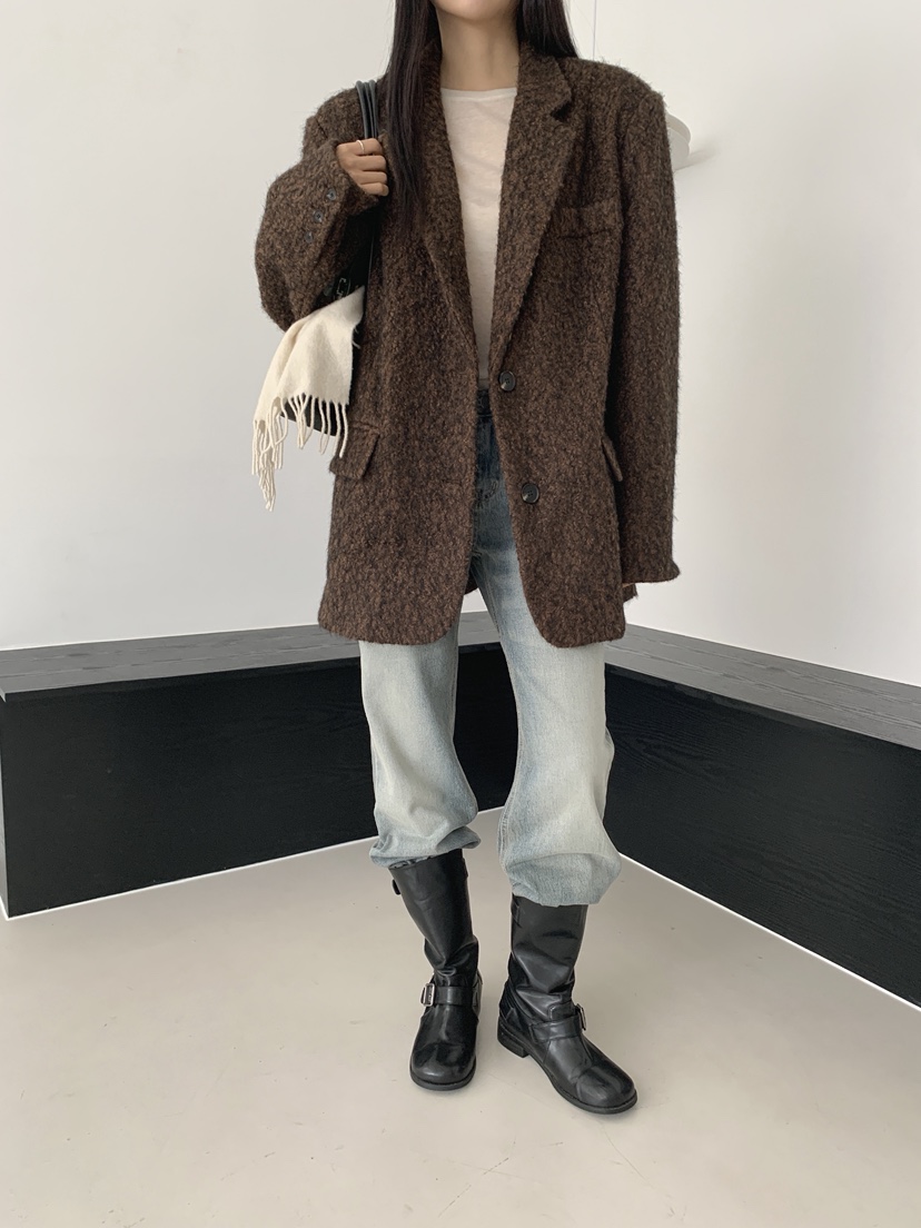 COME OPEN東大門㊣實拍女裝新款人氣25秋冬短款大衣含腰帶COMP-(COME OPEN)短款大衣