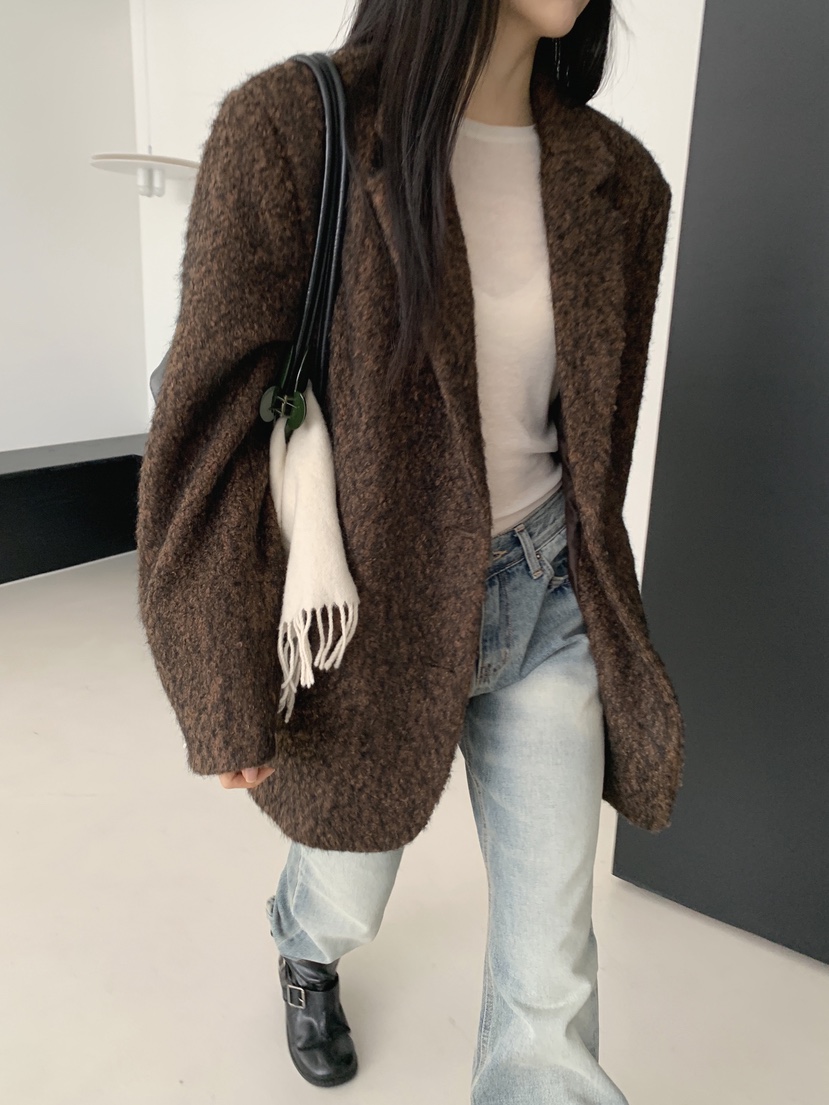 COME OPEN東大門㊣實拍女裝新款人氣25秋冬短款大衣含腰帶COMP-(COME OPEN)短款大衣