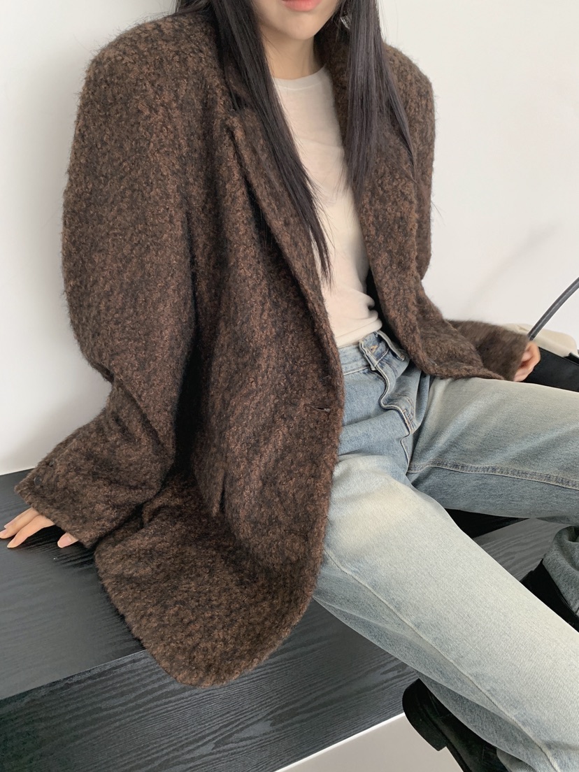 COME OPEN東大門㊣實拍女裝新款人氣25秋冬短款大衣含腰帶COMP-(COME OPEN)短款大衣