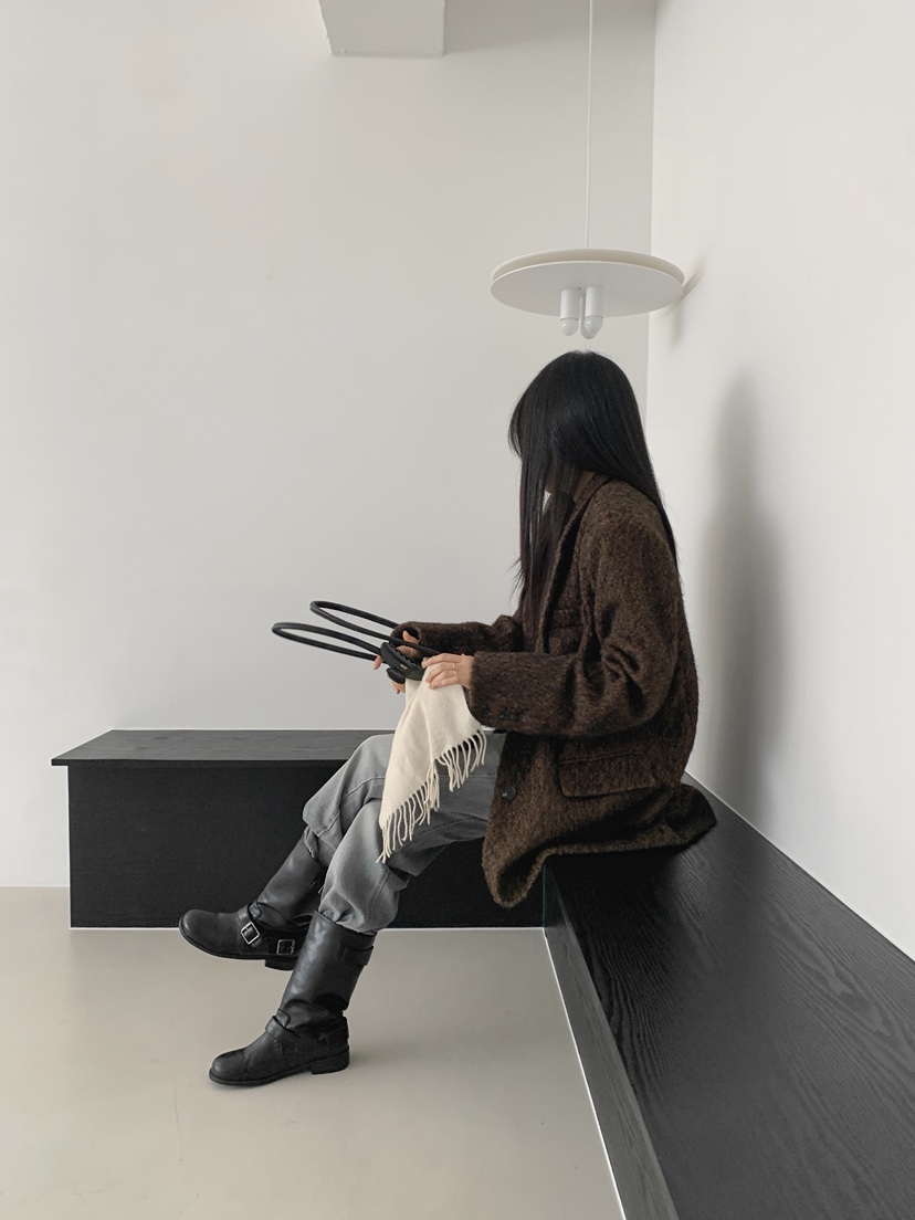 COME OPEN東大門㊣實拍女裝新款人氣25秋冬短款大衣含腰帶COMP-(COME OPEN)短款大衣