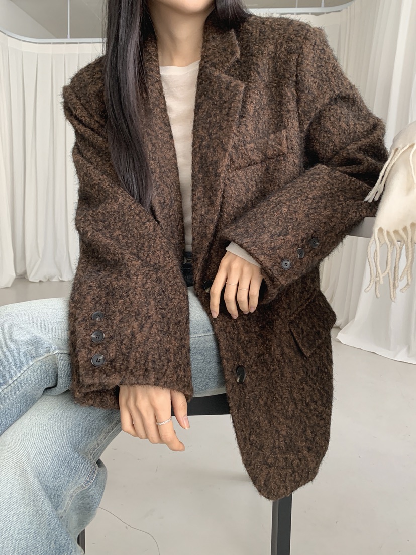 COME OPEN東大門㊣實拍女裝新款人氣25秋冬短款大衣含腰帶COMP-(COME OPEN)短款大衣