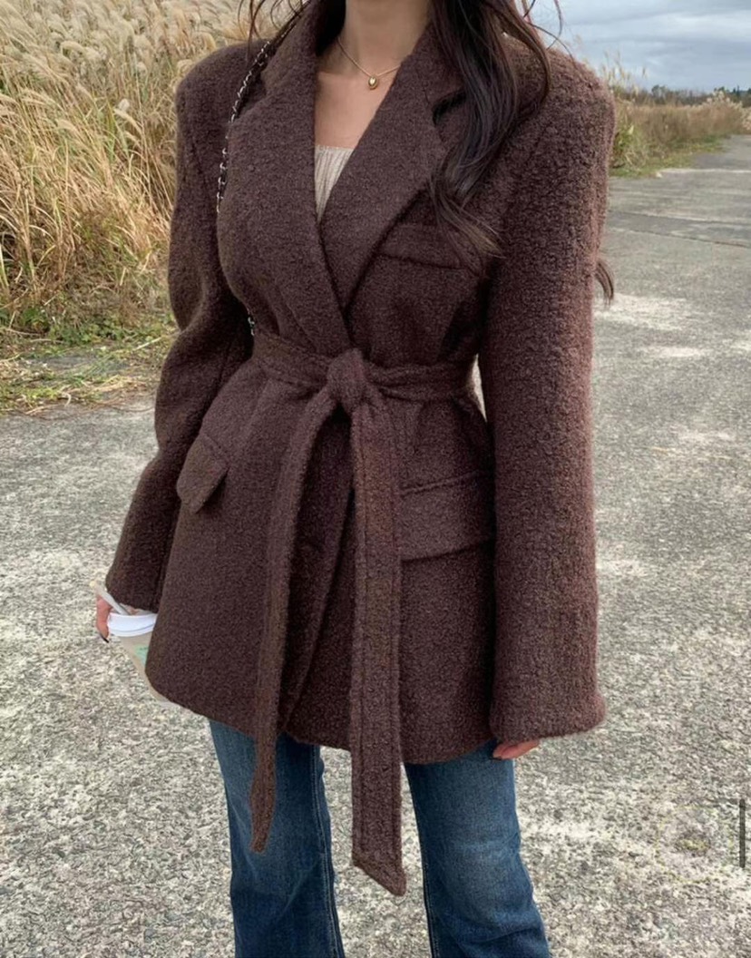 COME OPEN東大門㊣代購女裝新品人氣休閑推薦熱賣夾克含腰帶COMP-(COME OPEN)夾克