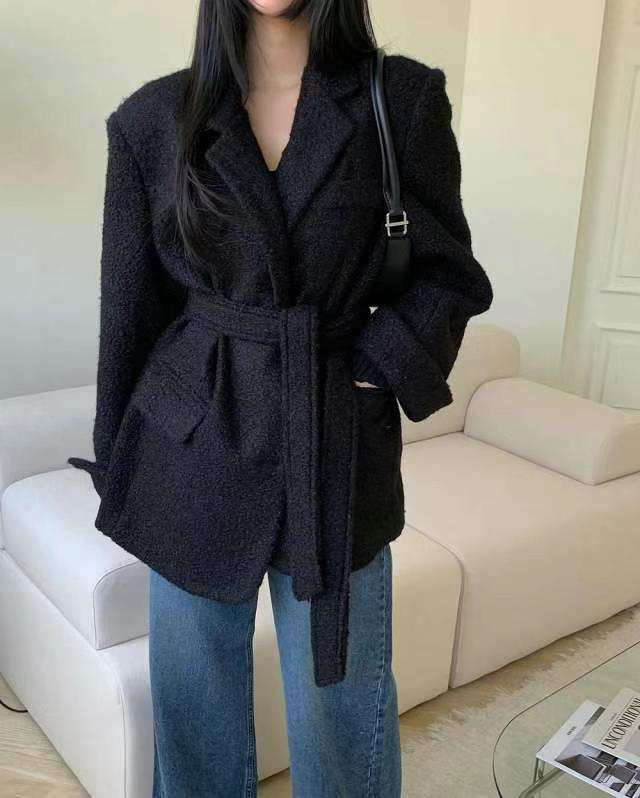 COME OPEN東大門㊣代購女裝新品人氣休閑推薦熱賣夾克含腰帶COMP-(COME OPEN)夾克