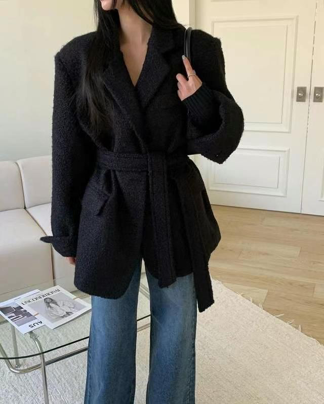 COME OPEN東大門㊣代購女裝新品人氣休閑推薦熱賣夾克含腰帶COMP-(COME OPEN)夾克