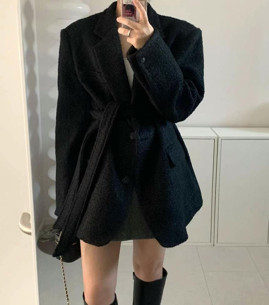 COME OPEN東大門㊣代購女裝新品人氣休閑推薦熱賣夾克含腰帶COMP-(COME OPEN)夾克