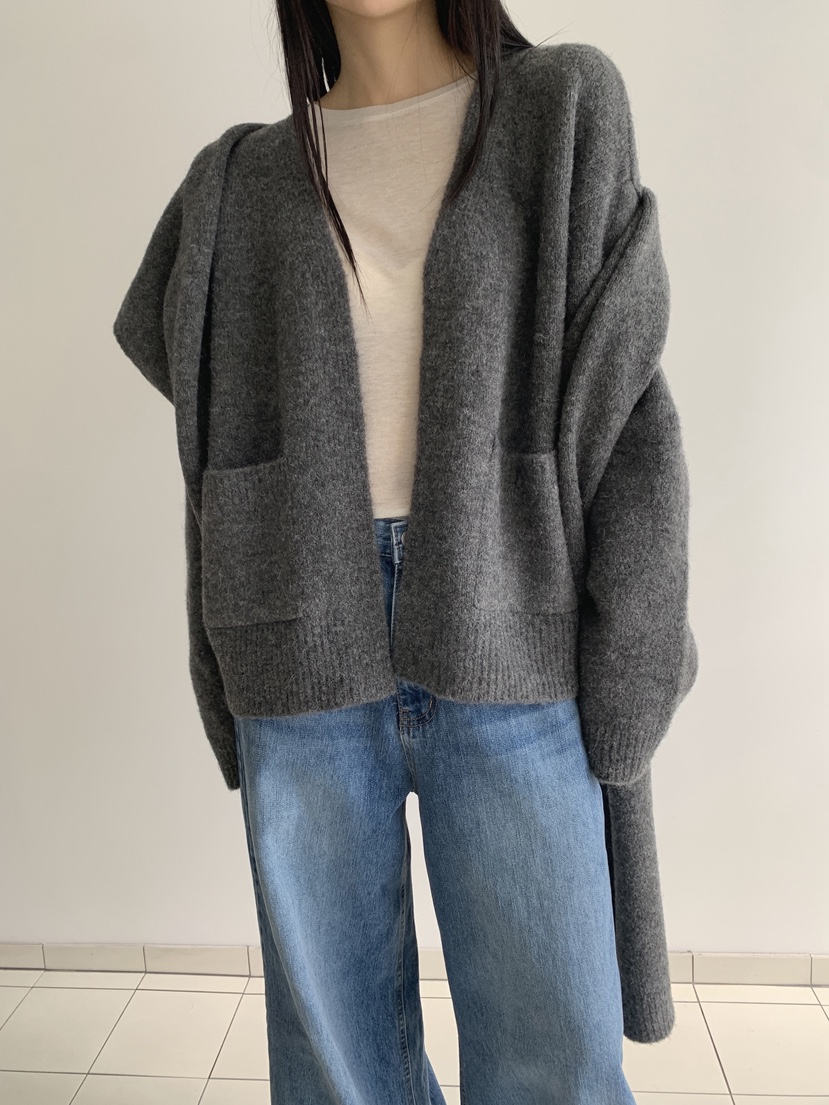 COME OPEN韓國代購㊣女士新品人氣時尚職業針織衫套裝圍巾COMP-(COME OPEN)針織衫