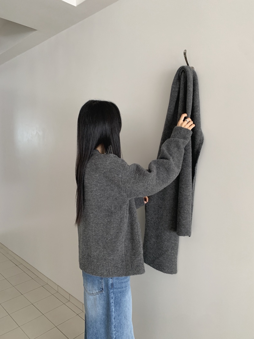 COME OPEN韓國代購㊣女士新品人氣時尚職業針織衫套裝圍巾COMP-(COME OPEN)針織衫