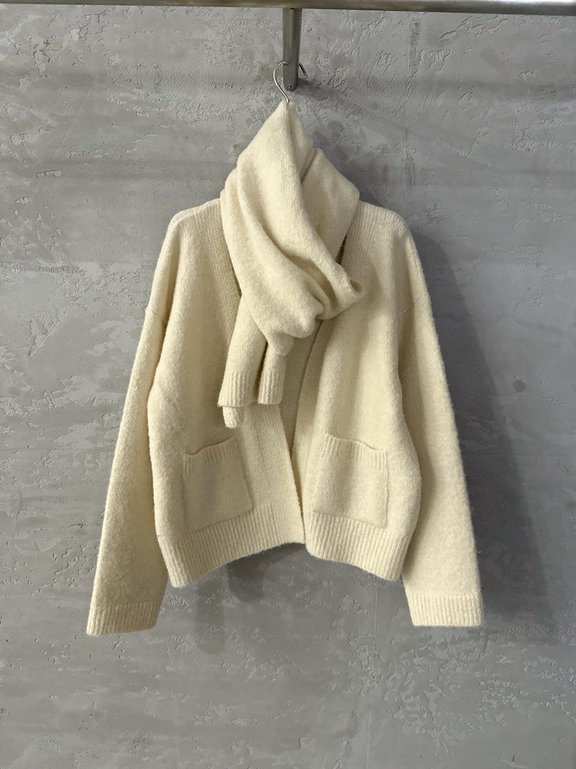 COME OPEN韓國代購㊣女士新品人氣時尚職業針織衫套裝圍巾COMP-(COME OPEN)針織衫圖色1