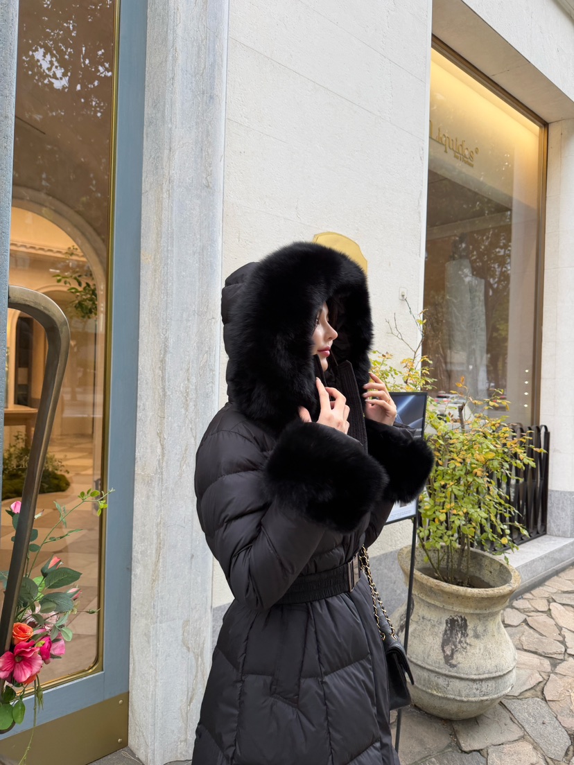 LAVIEU韓國直郵㊣女裝新款推薦休閑長款羽絨服狐貍填充鴨絨LAVIEU長款羽絨服