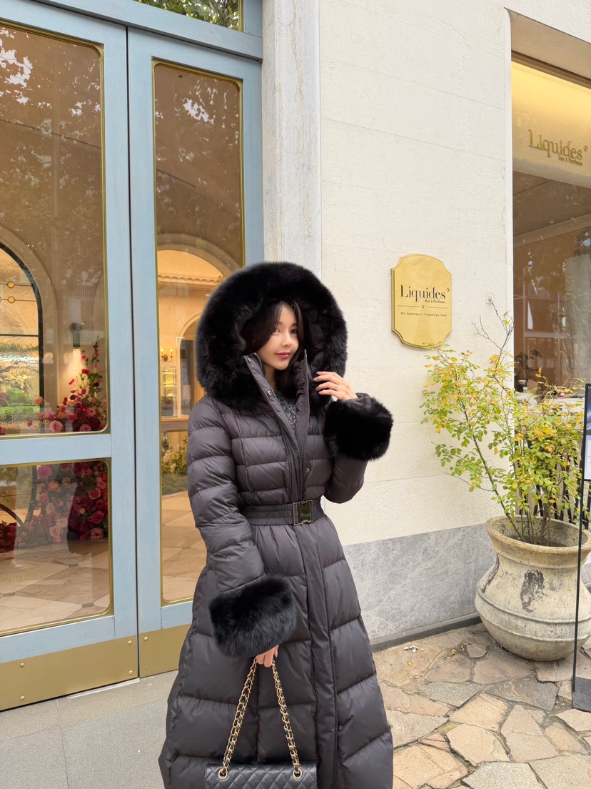 LAVIEU韓國直郵㊣女裝新款推薦休閑長款羽絨服狐貍填充鴨絨LAVIEU長款羽絨服