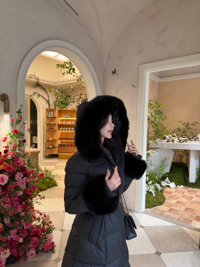 LAVIEU韓國直郵㊣女裝新款推薦休閑長款羽絨服狐貍填充鴨絨LAVIEU長款羽絨服