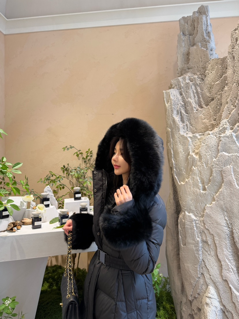 LAVIEU韓國直郵㊣女裝新款推薦休閑長款羽絨服狐貍填充鴨絨LAVIEU長款羽絨服