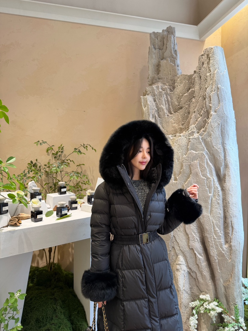 LAVIEU韓國直郵㊣女裝新款推薦休閑長款羽絨服狐貍填充鴨絨LAVIEU長款羽絨服