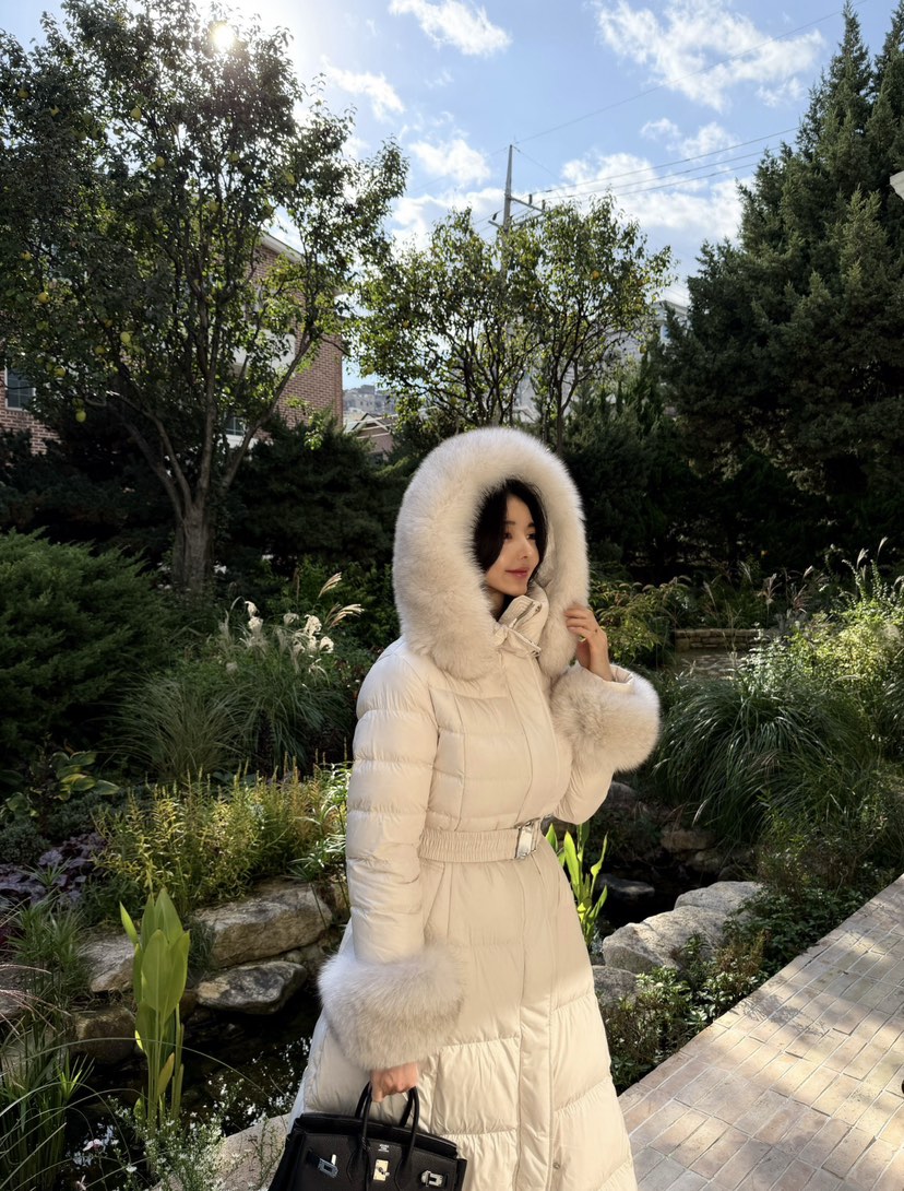 LAVIEU韓國直郵㊣女裝新款推薦休閑長款羽絨服狐貍填充鴨絨LAVIEU長款羽絨服