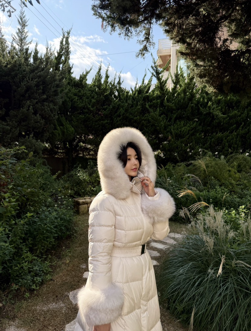 LAVIEU韓國直郵㊣女裝新款推薦休閑長款羽絨服狐貍填充鴨絨LAVIEU長款羽絨服