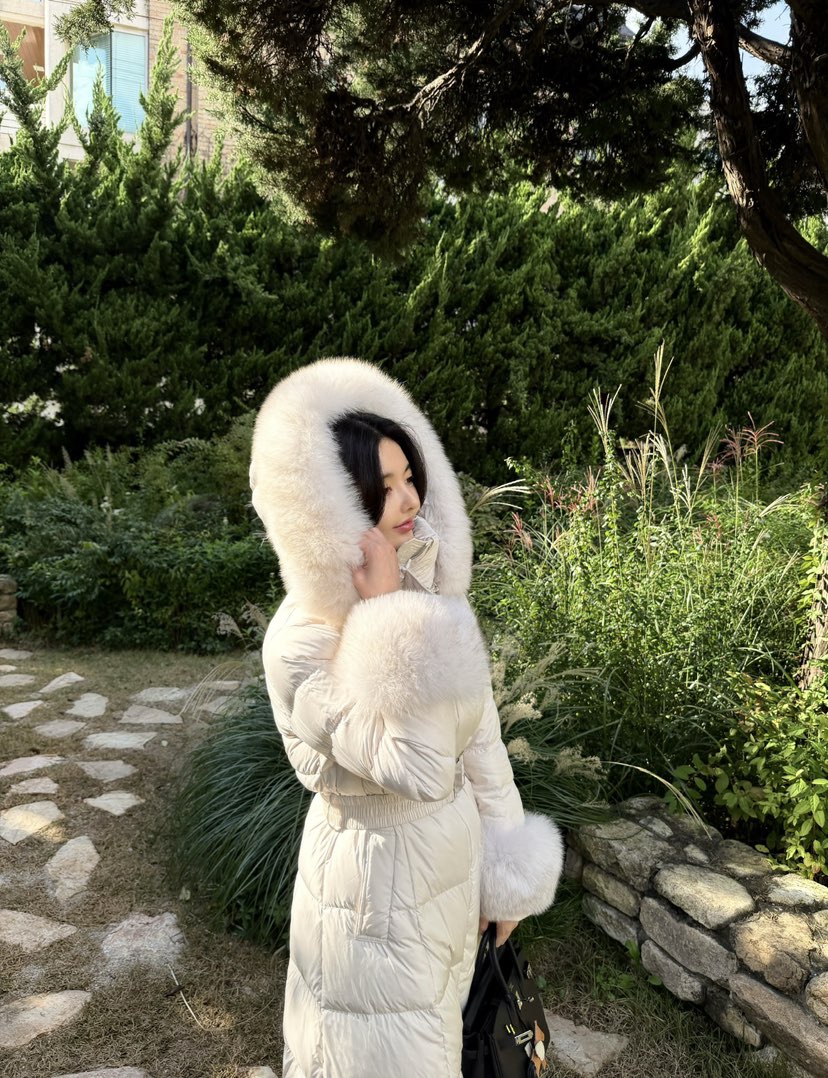 LAVIEU韓國直郵㊣女裝新款推薦休閑長款羽絨服狐貍填充鴨絨LAVIEU長款羽絨服