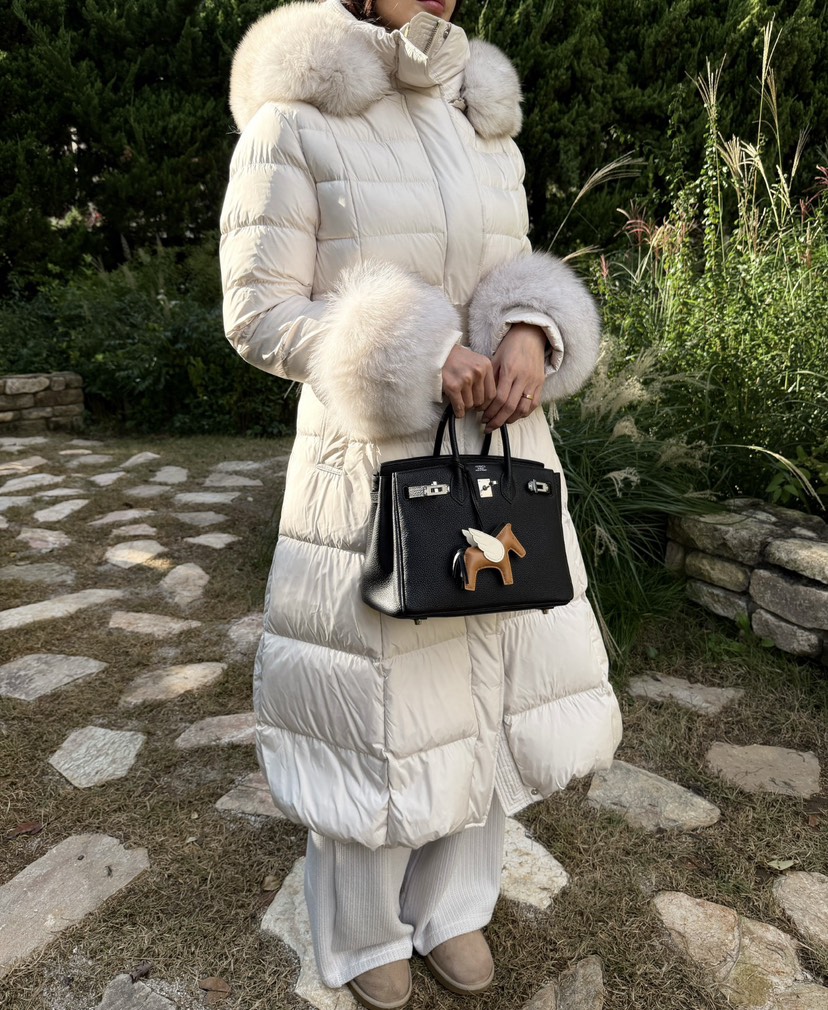 LAVIEU韓國直郵㊣女裝新款推薦休閑長款羽絨服狐貍填充鴨絨LAVIEU長款羽絨服