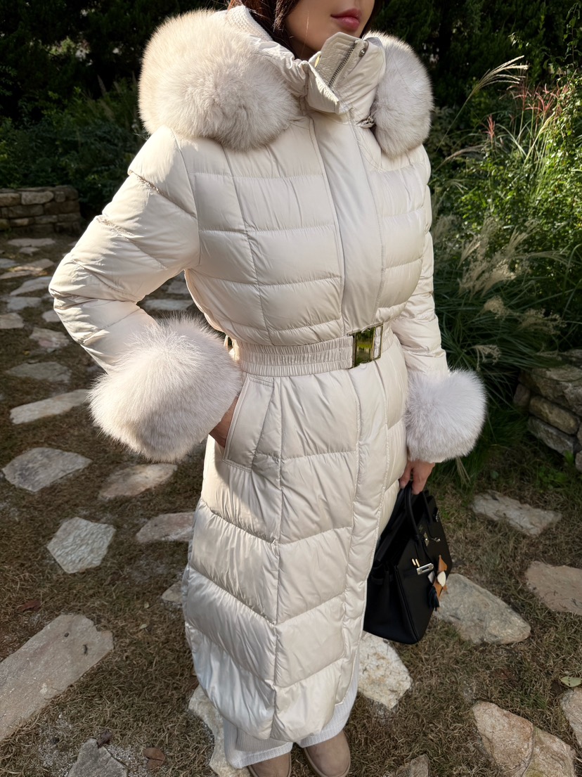 LAVIEU韓國直郵㊣女裝新款推薦休閑長款羽絨服狐貍填充鴨絨LAVIEU長款羽絨服圖色1