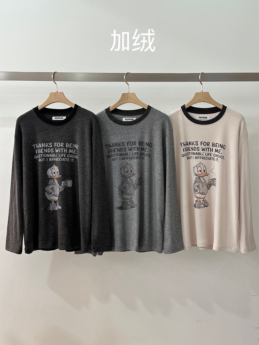 PEPPER-L東大門㊣代購女士新款熱賣時尚職業休閑長袖T恤加絨PEPPER長袖T恤