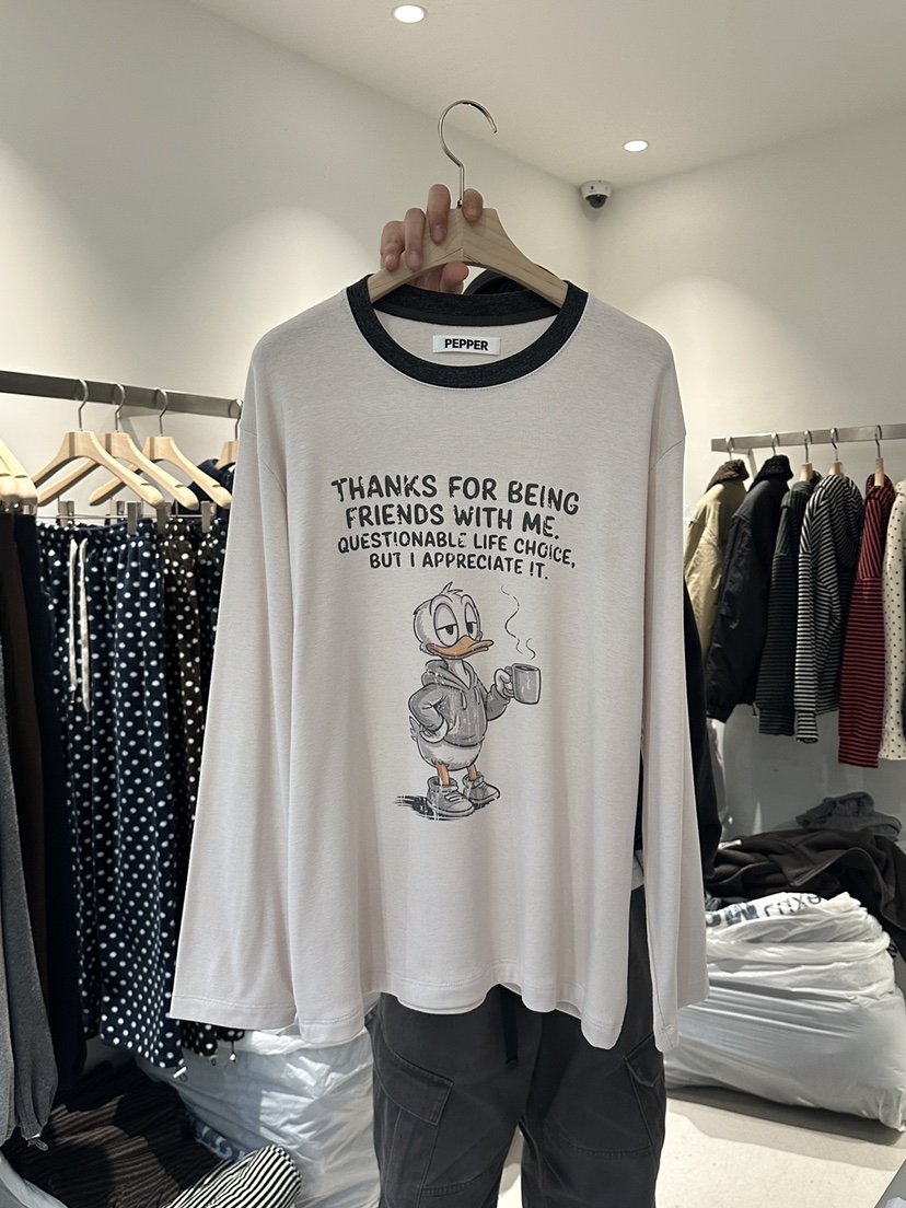 PEPPER-L東大門㊣代購女士新款熱賣時尚職業休閑長袖T恤加絨PEPPER長袖T恤圖色1