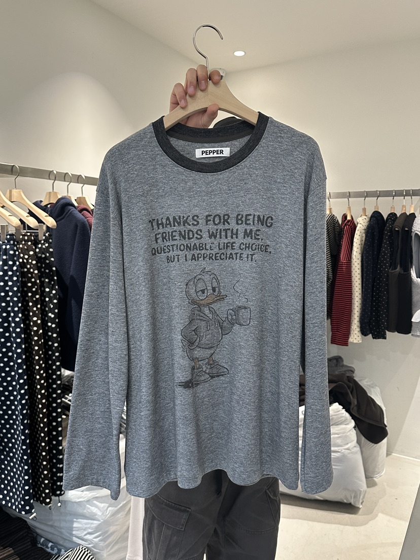 PEPPER-L東大門㊣代購女士新款熱賣時尚職業休閑長袖T恤加絨PEPPER長袖T恤圖色2