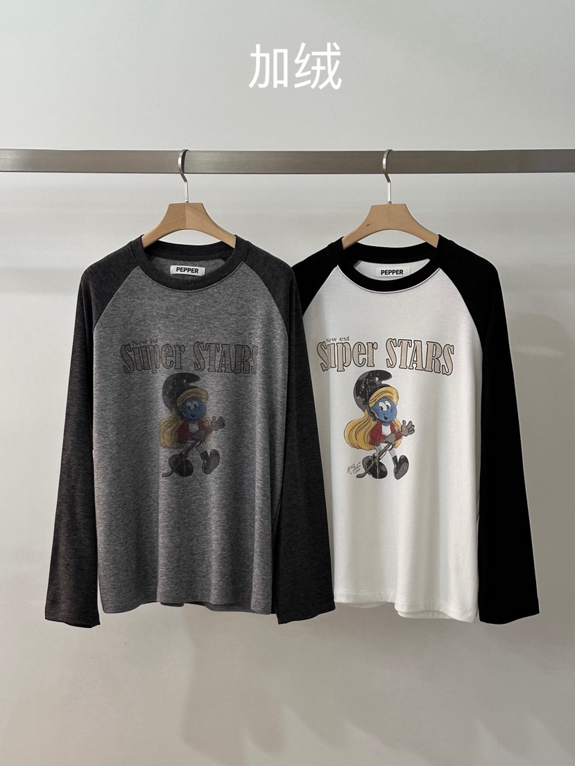 PEPPER-L東大門㊣代購女裝新款25秋冬職業人氣長袖T恤加絨PEPPER長袖T恤