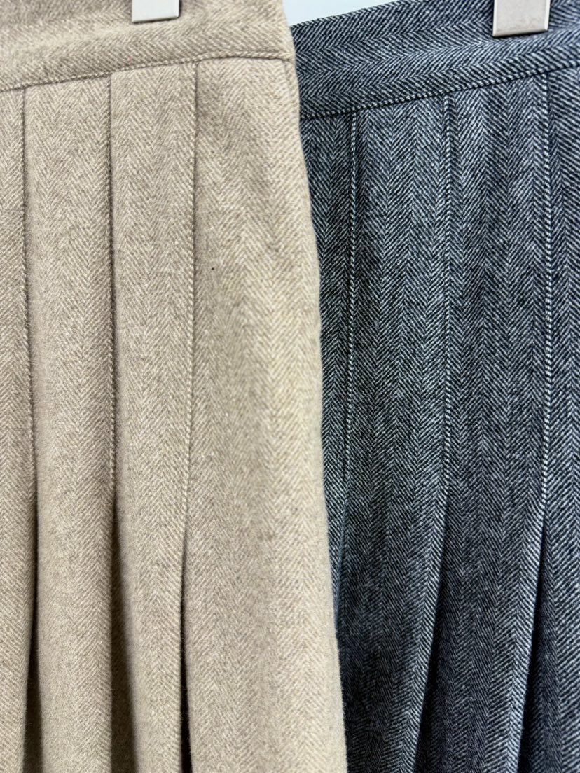 YIKHO STYLE韓國代購㊣女士新品真品熱賣推薦時尚長裙人字紋YIKHO STYLE長裙