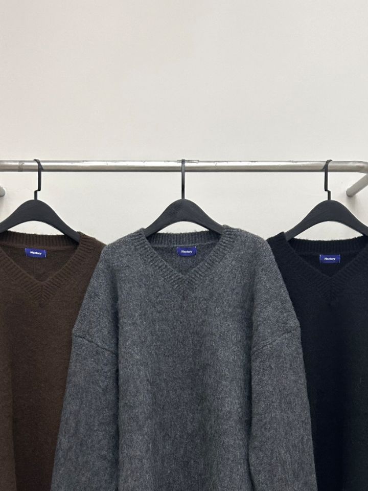 HESTORY韓國代購㊣女士新款熱賣人氣毛衣男女同款V領羊毛寬松HESTORY毛衣