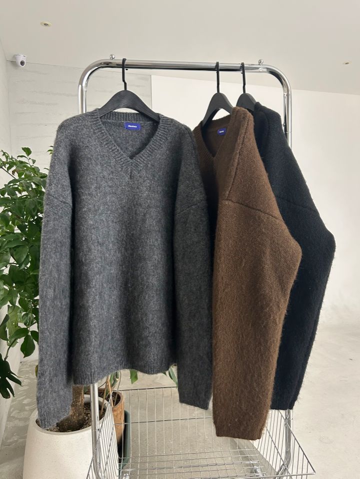 HESTORY韓國代購㊣女士新款熱賣人氣毛衣男女同款V領羊毛寬松HESTORY毛衣