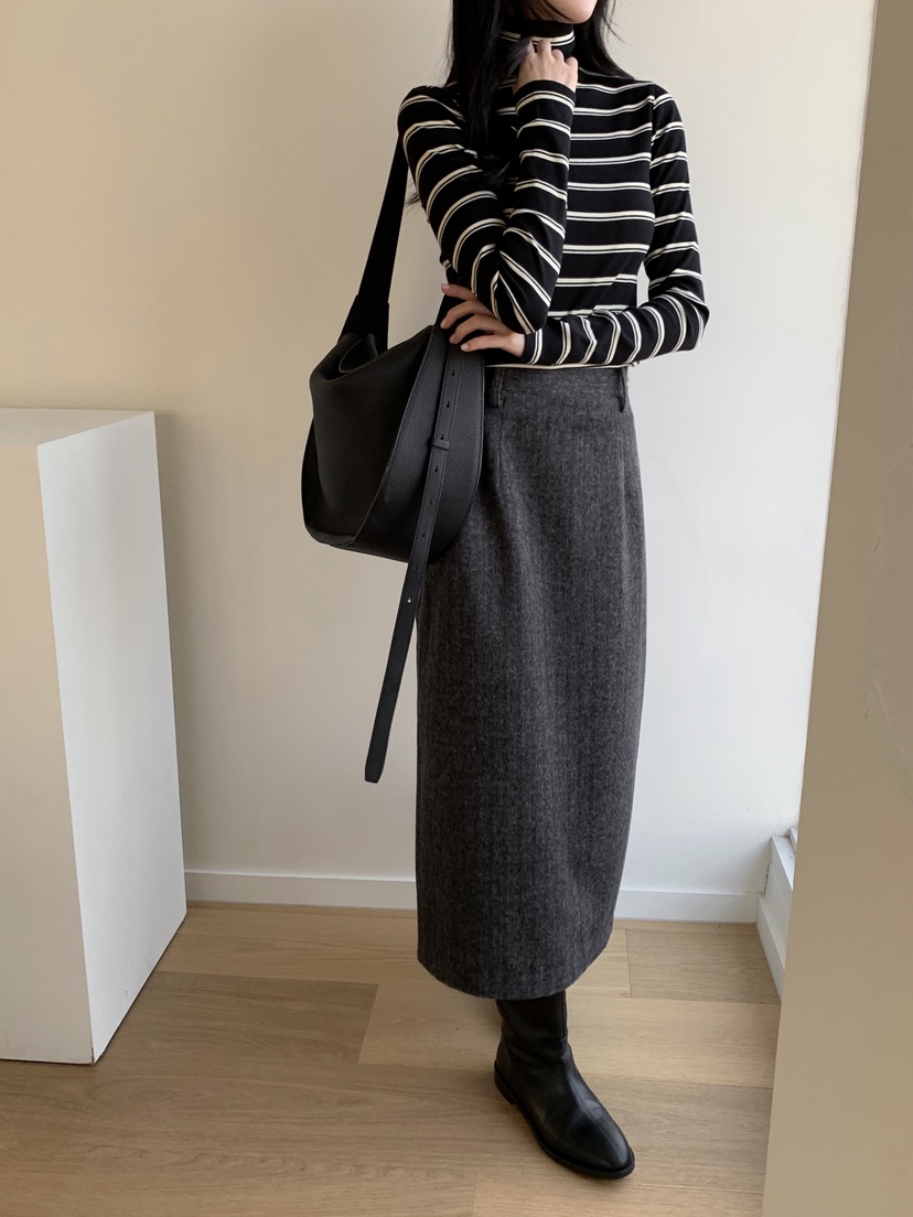 BOUND.A韓國代購㊣女裝新款休閑推薦真品25秋冬長袖T恤條紋BOUND.A長袖T恤