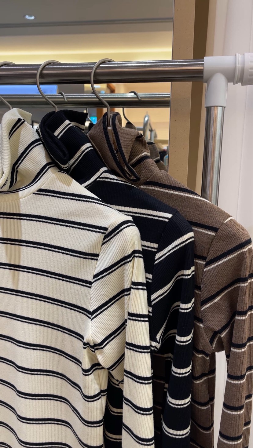 BOUND.A韓國代購㊣女裝新款休閑推薦真品25秋冬長袖T恤條紋BOUND.A長袖T恤