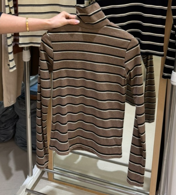 BOUND.A韓國代購㊣女裝新款休閑推薦真品25秋冬長袖T恤條紋BOUND.A長袖T恤圖色2