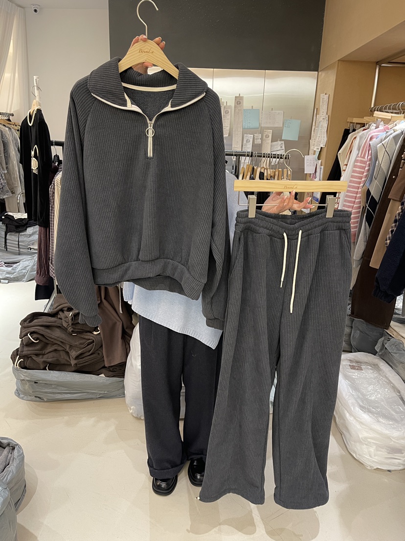 BOUND.A韓國直郵㊣女裝新品時尚職業真品休閑套裝加絨套裝BOUND.A套裝圖色1