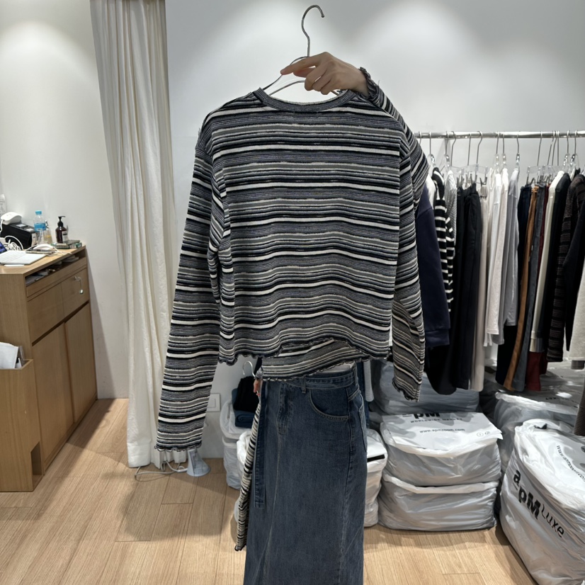 STORIES東大門㊣實拍女裝新款熱賣休閑25秋冬職業推薦長袖T恤STORIES長袖T恤