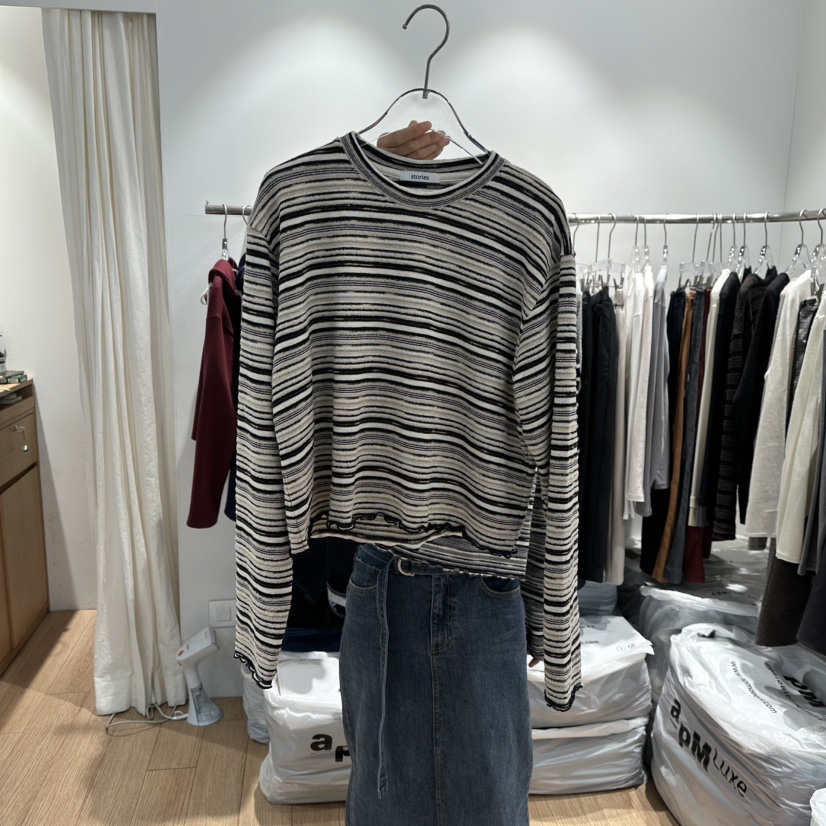 STORIES東大門㊣實拍女裝新款熱賣休閑25秋冬職業推薦長袖T恤STORIES長袖T恤圖色1
